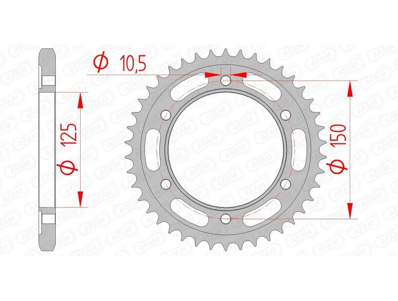 Couronne acier AFAM 71800 pas 525 pour transmission moto