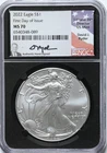 2022 $1 Silver Eagle First Day Issue NGC MS 70 Coin Signed Ryder