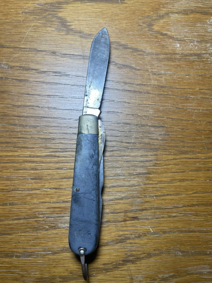 Navaja de Bolsillo Plegable Vintage Camillus New York EE. UU. 2 Hojas Mango Negro Foto 4 de 4