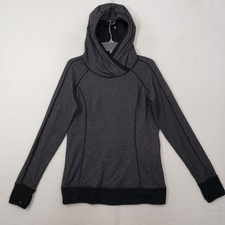 Lululemon Think Fast Pullover Hoodie Women's 10 Herringbone Black/Grey Rulu