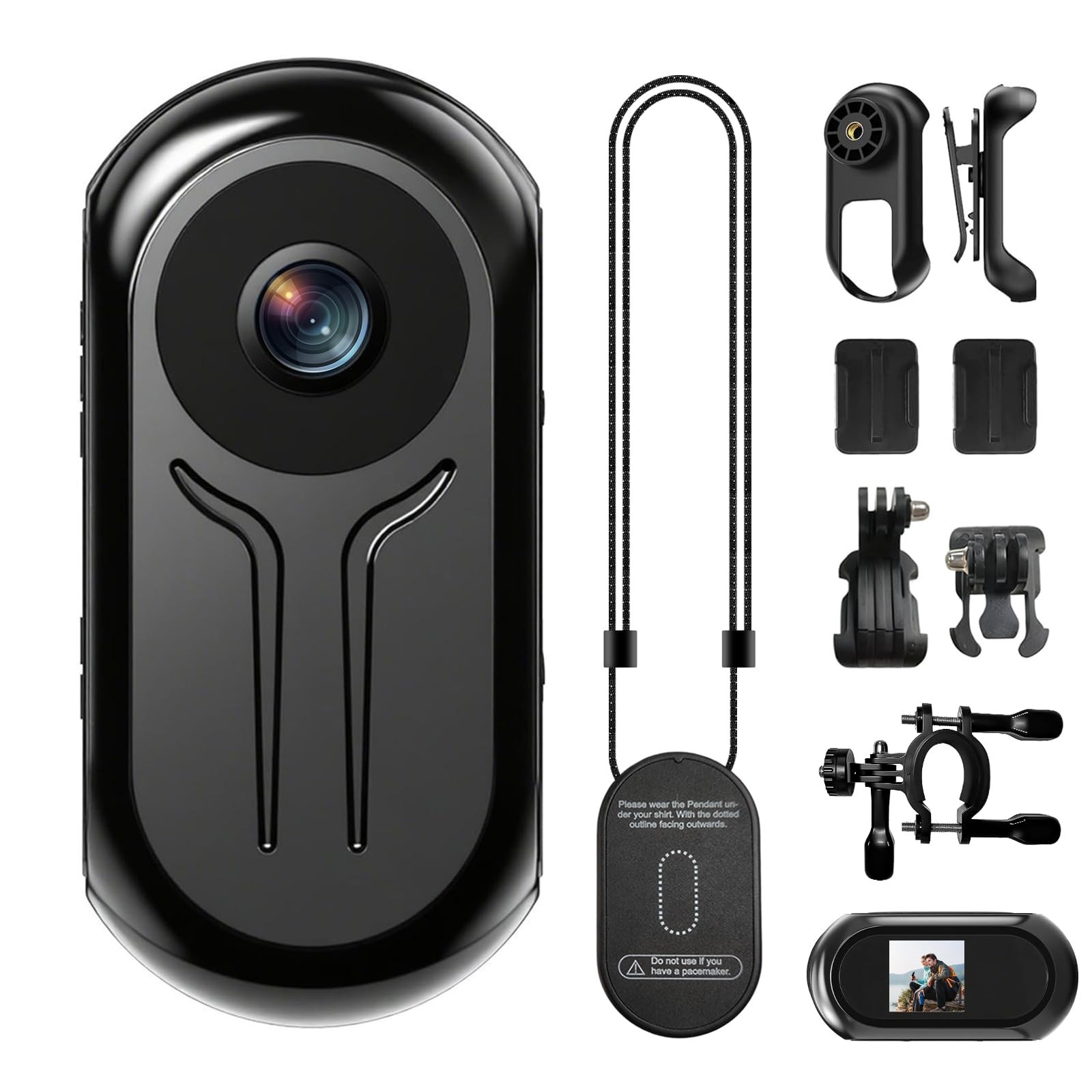 Mini Body Camera 1080P HD Portable Vlogging Thumb Action Cam Black