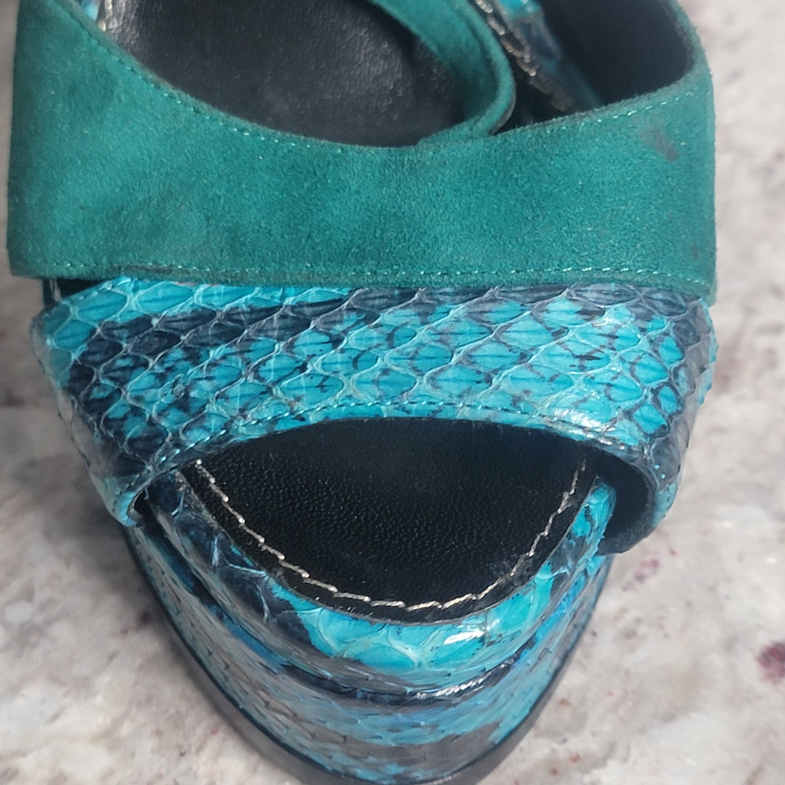 Sergio Rossi Elaphe Suede Python Snake Leather Pl… - image 9