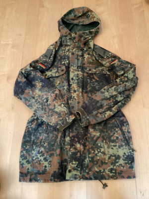 VTG GERMAN BUNDESWEHR JACKET XL FLECKTARN CAMO COMBAT PARKA HOODED 90s W/ RANK!