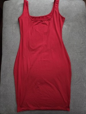 red cotton tank dress Jockey Cotton Stretch Tank Dress With Built-In Bra in Dragonfruit Red, Size XL