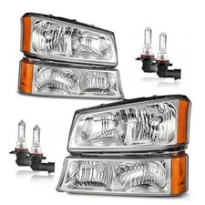 Headlights Assembly OE Replacement Polished Chrome  With High  Low Beam Bulbs