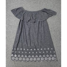 Old Navy Off the Shoulder Eyelet Embroidered Linen Blend Dress Lrg Blue Spring