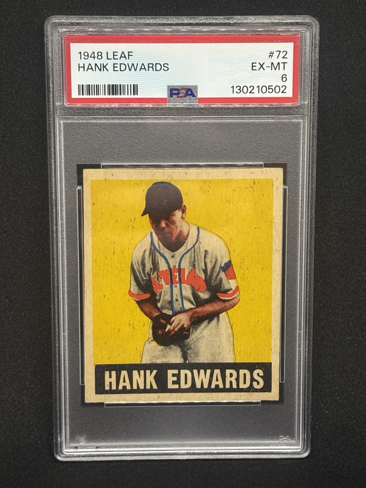 1948-49 Leaf Hank Edwards #72 Cleveland Outfielder (RC) PSA 6 🔥⚾️ 🔥