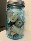 Ball Mason Fruit Jar Blue Special Edition Quart Vintage Thread Spools Wood — photo 4