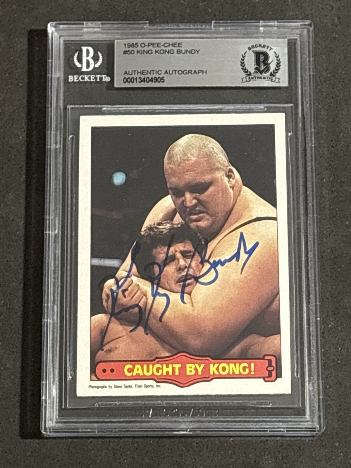 KING KONG BUNDY 1985 O-PEE-CHEE WWF SIGNED AUTOGRAPHED CARD BAS AUTHENTIC