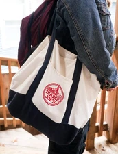 NEW Trader Joe’s Original Navy Reusable Canvas Tote Bag Size Large