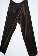 Vintage Velour pants, W 29, L 30, high rise, pockets, wide leg, brown velvet