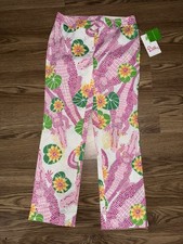 NWT Lilly Pulitzer Cropped Floral Pants Size 2 Pink Green Alligator Print