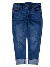 J.Jill Blue Medium Wash High-Rise Straight Leg Cuffed Denim Jeans Women's Size 8