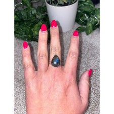 Blue Flash Sterling Silver Labradorite Ring Size 9 Brand New