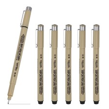 Fineliner Pens, 6 Pcs 08 0.5mm Fineliner Marker Black Waterproof Ink Pens