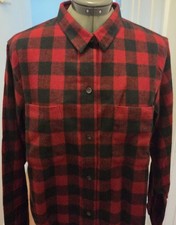 LL Bean Women's Flannel Shirt Relaxed Fit Scotch Plaid Red Black Sz M