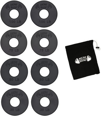 Micro Gainz Standard 1-Inch Center Hole Fractional 8 Piece Weight Plates with Ba