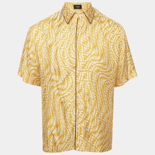 Fendi Yellow FF All Over Silk Short Shirt M