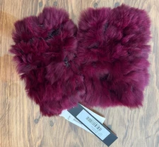 Jocelyn Open Fingerless Tip Fur Glove Mitten Dark Burgundy New Tags OS