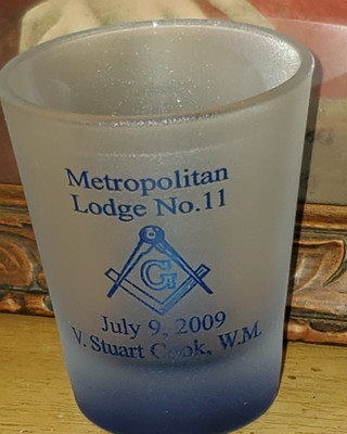 Masonic Shot Glass Metropolitan Lodge No. 11 VA V. Stuart Cook W.M. 2010 Collect