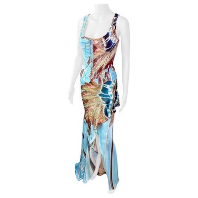 Roberto Cavalli F/W 2004 Corset Bustier Top & Silk Skirt 2 Piece Set Ensemble