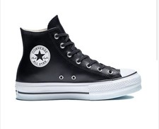 Converse Women's Lift Platform Hi Leather Size 6 Black/White 561675C
