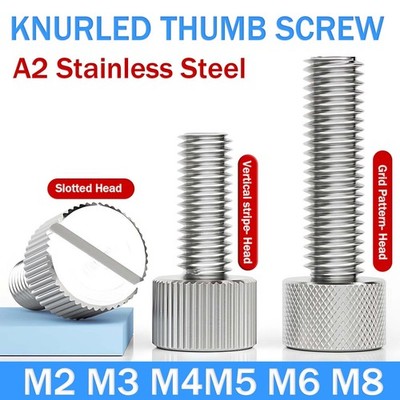 M2 M3 M4-M8 304 A2 Stainless Steel Knurled Thumb Screw Flat Head Thumbscrew Bolt