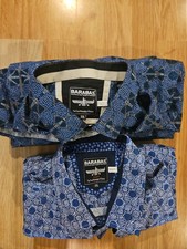 Lot of 2 Barabas Mens XXL Button Up Shirts Blue Geometric Classic Fit