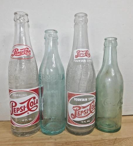 Four Vintage Pepsi-Cola, Coca-Cola Bottles, 3/57