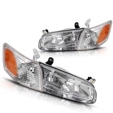 Front Chrome Headlights + Corner Light For 00-01 Toyota Camry Headlamps Set