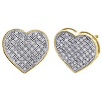10K Gelbgold Pflastern Diamant Damen 11.90Mm BüNdel Herz Ohrstecker 0.33 Karat
