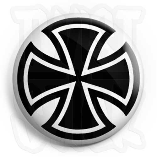 Round Iron Cross - 25mm Button Badge Indy Biker Badges with Fridge Magnet Option - Picture 2 of 3