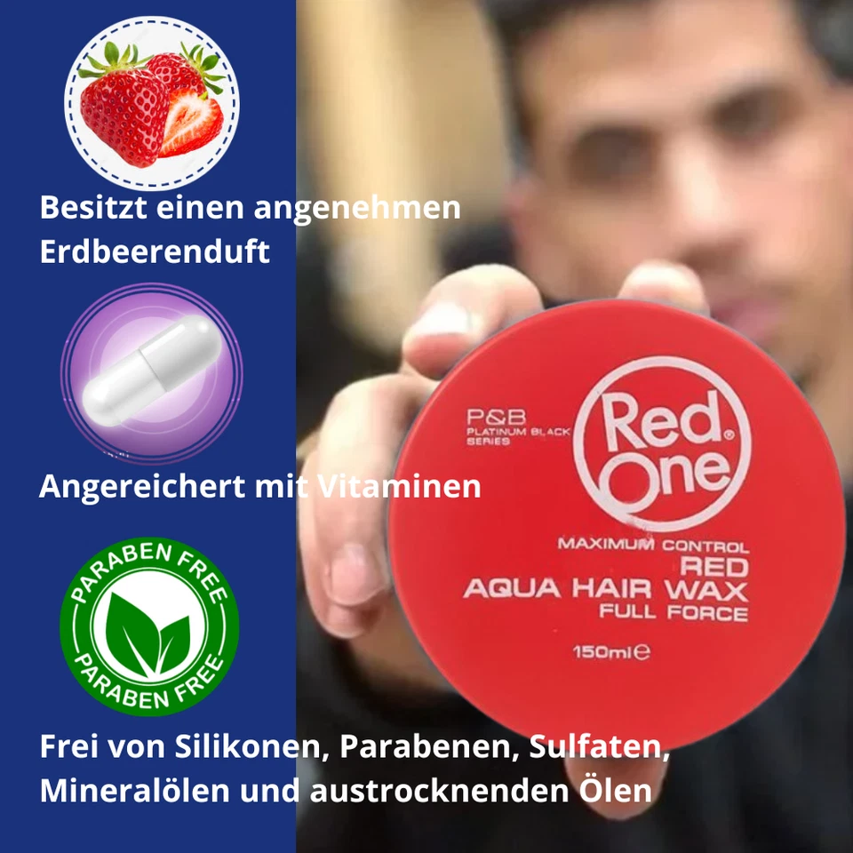 2x RedOne Haarwachs Aqua Wax Red 150ml & Kombi Styling Kamm 3-in-1 - Bild 4 von 4