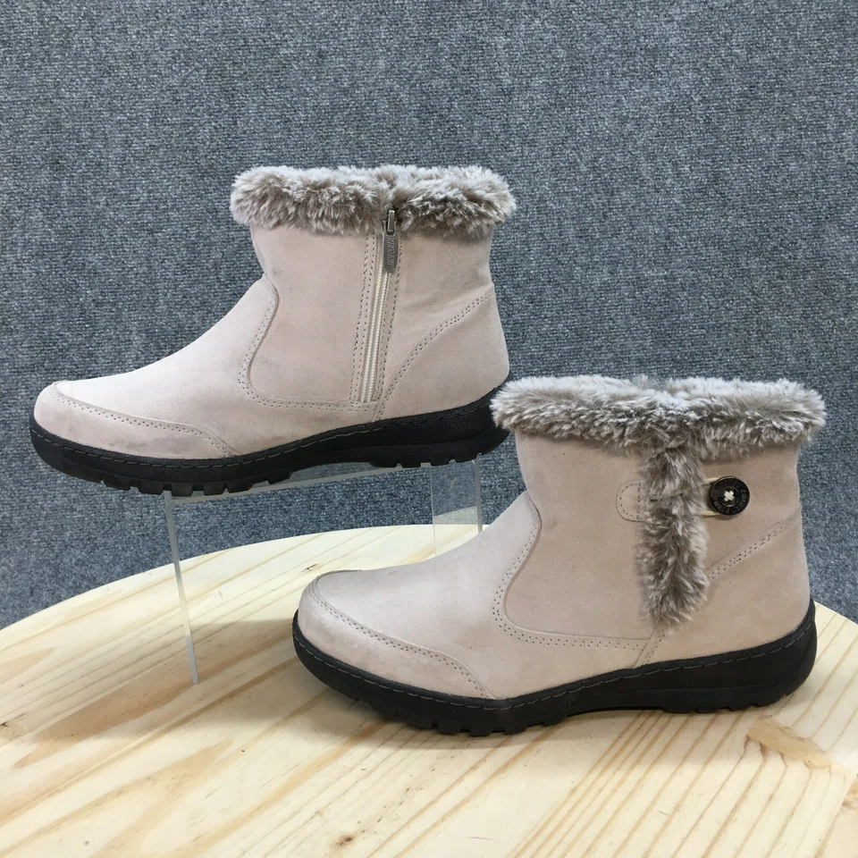 Khombu Winter Snow Boots Womens 10 M Iris Gray Leather Faux Fur Zip 1527296 - Image 2 of 4