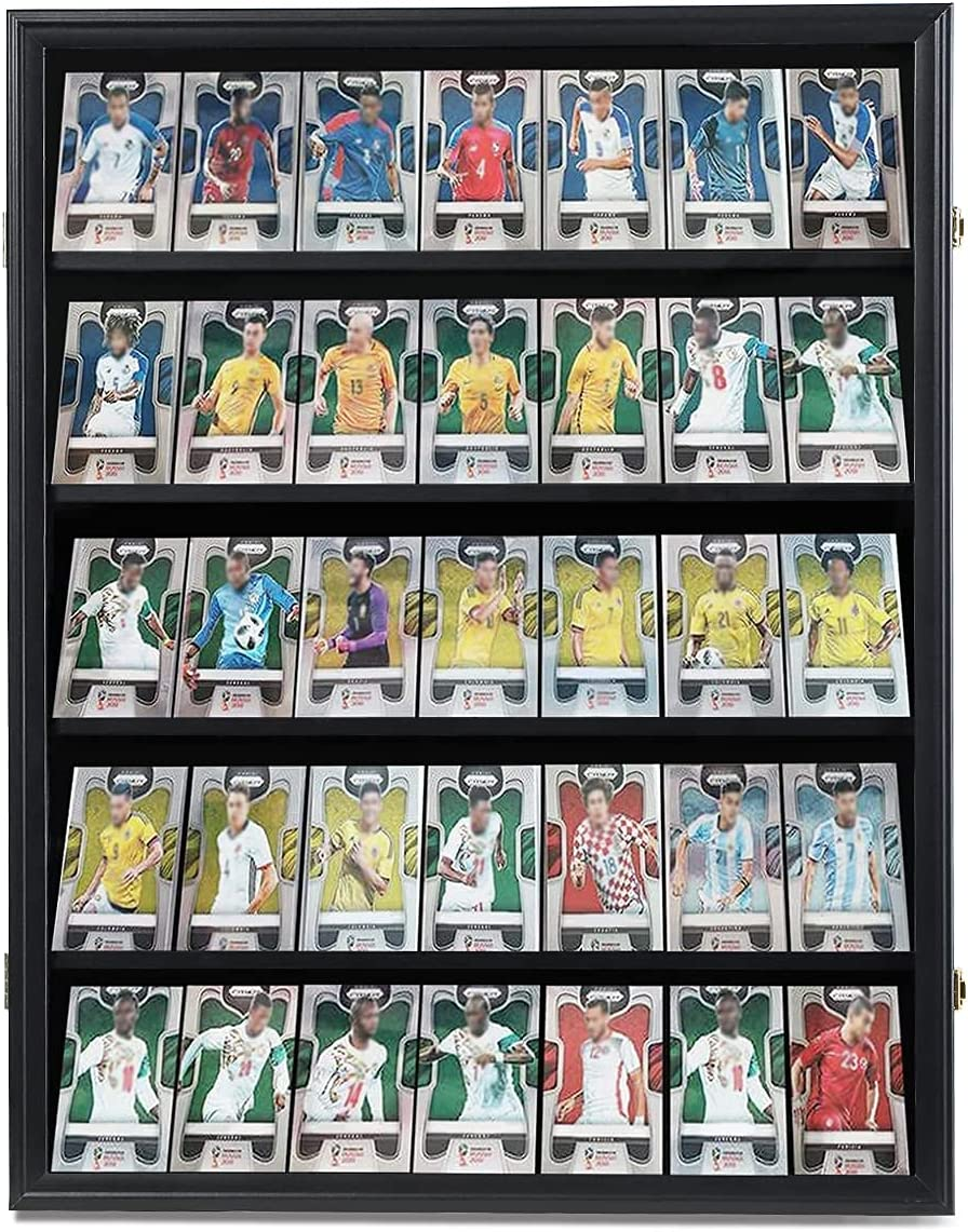 Collectible Card Showcase 35 Graded Card Display Case With LED Lights - UV Protection Acrylic, Lockable Wall Frame For Baseball & Sports Cards Jersey Frame Display Case Collectible Card Showcase 35 Graded Card Display Case With LED Lights - UV Protection Acrylic, Lockable Wall Frame For Baseball & Sports Cards Jersey Frame Display Case