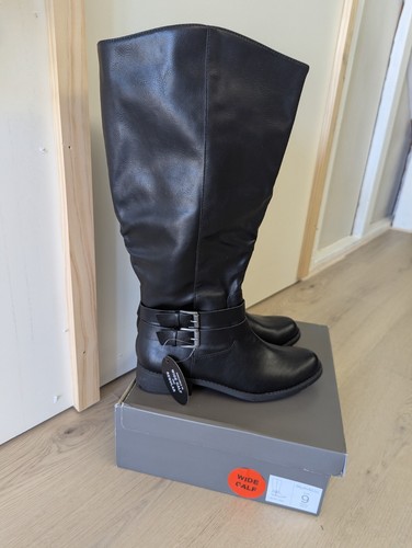 Style & Co Women's Black Maliaa Wide-Calf Buckled Riding Boots Shoe Size 8 - Picture 3 of 4
