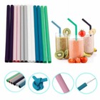 Premium Silicone Reusable Wide Smoothie Bubble Tea Drinking Straws, 15 Colours