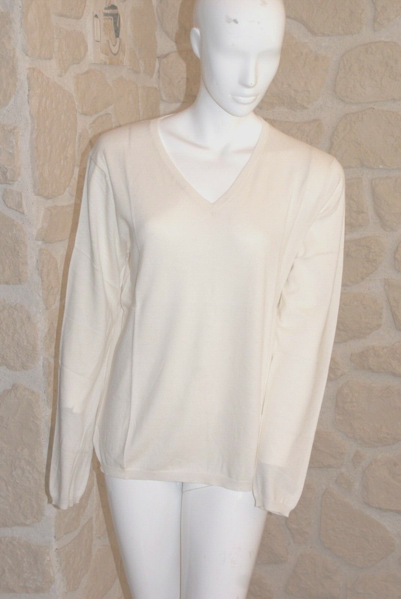 Pull Femme Terry Lane – Rose Et Blanc – Taille XL – Mélange Cachemire – Neuf Avec Étiquettes