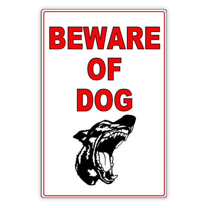 Beware Of Dog Sign / Decal  Security Beware Attack Warning Caution Sign SBD001