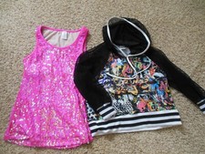 Balera Medium Adult Pink Sequin Tank  Cropped Graphic Hoodie Dance Costume Jazz