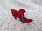 M - FENTON Ruby Hobnail Glass Slipper