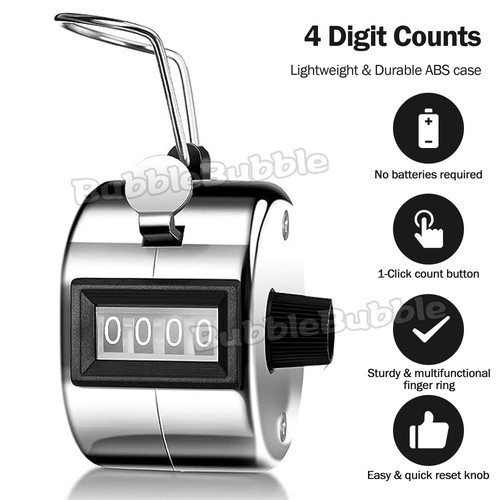 2Pcs 4 Digit Tally Counter Hand Held High Quality Number Clicker Manual Sale - Picture 2 of 9