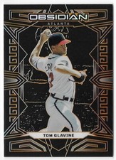 Tom Glavine 2023 Panini Chronicles Obsidian Electric Etch Orange #18 /75 Braves