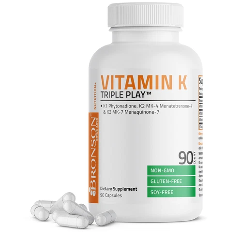 Bronson Vitamin K Triple Play Vitamin K2/ Vitamin K2/ Vitamin K1