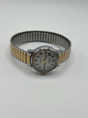 Ladies TIMEX Indiglo Watch Gold & Silver Tone Stretch Band Vintage Timex Indiglo Classic Calendar Gold & Silver Analog  main image 4