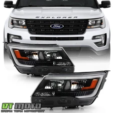 2016-2019 Ford Explorer Sport/Limited/XLT/Platinum Black LED DRL Headlights Pair
