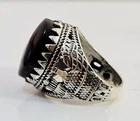 Aqeeq Shefat Alabd Yemen Handmade 925 Sterling Silver Ring Agate شفة العبد يمني