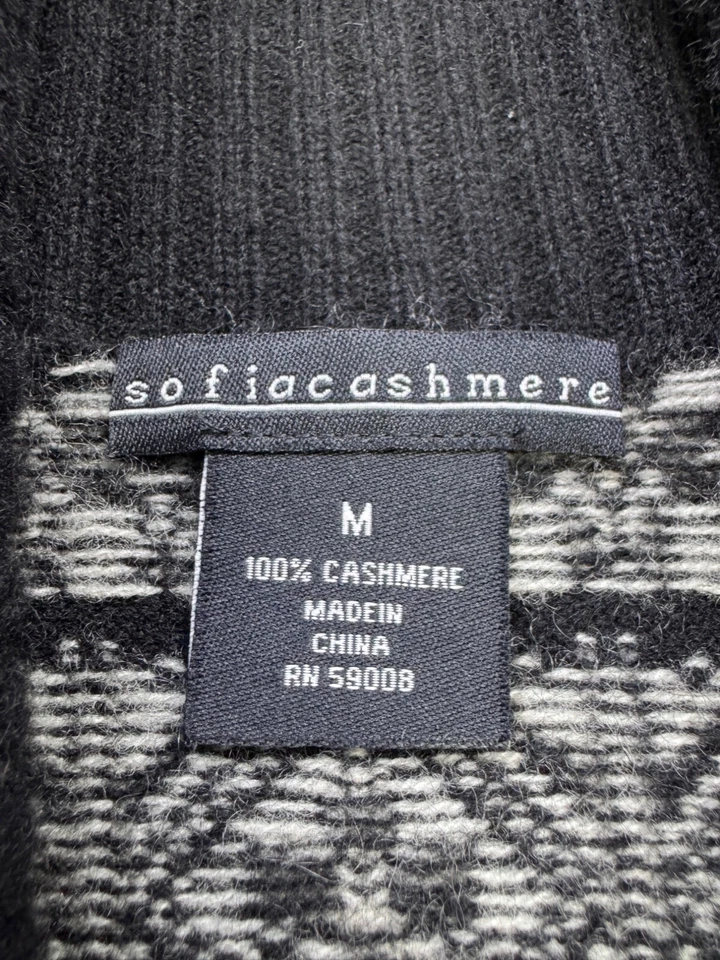 Suéter Sofia Cashmere Julianna Negro Piel de Zorro Vacaciones Evento Cachicho Cárdigan Foto 3 de 4