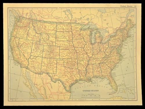 1920s Antique Map of the UNITED STATES Railroad Map Gallery Wall Art Decor - Picture 2 of 8