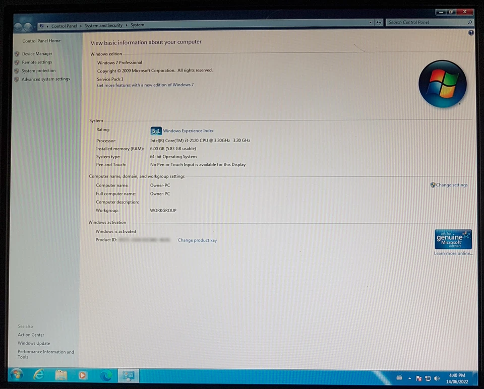 Lenovo Thinkcentre M81 7517B4U Desktop PC CORE i3 3.3GHz 6GB 250GB WIN 7 Pro - Image 4 of 4
